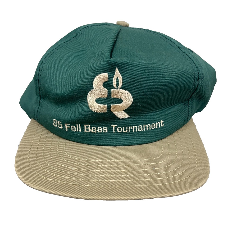 Vintage Elk Run Coal Mine Trucker Hat 90s USA Massey Energy Green Tan Otto Cap